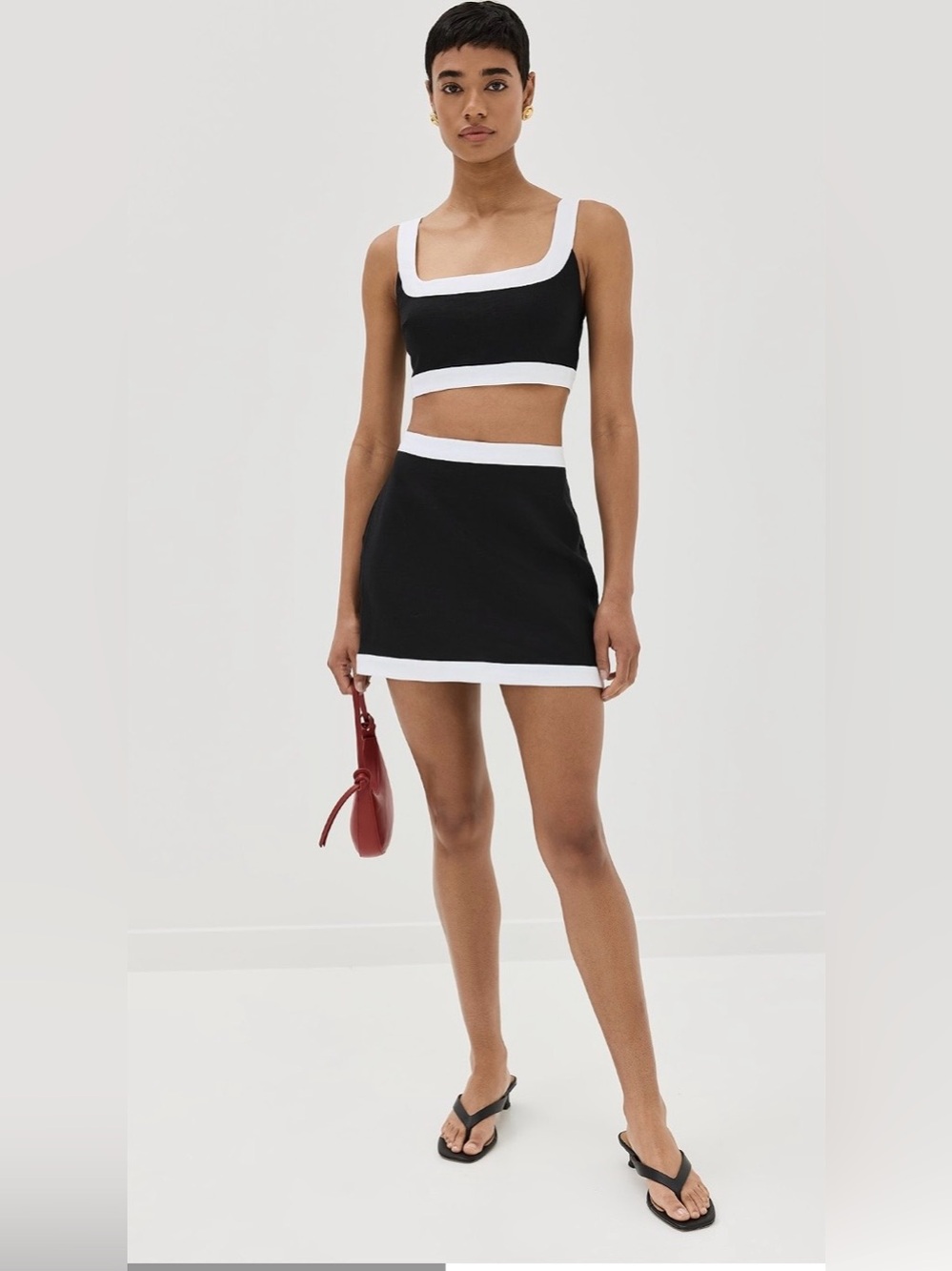 Reformation Women’s Mini Skirt High-Rise 100% Linen Black-White Size 10